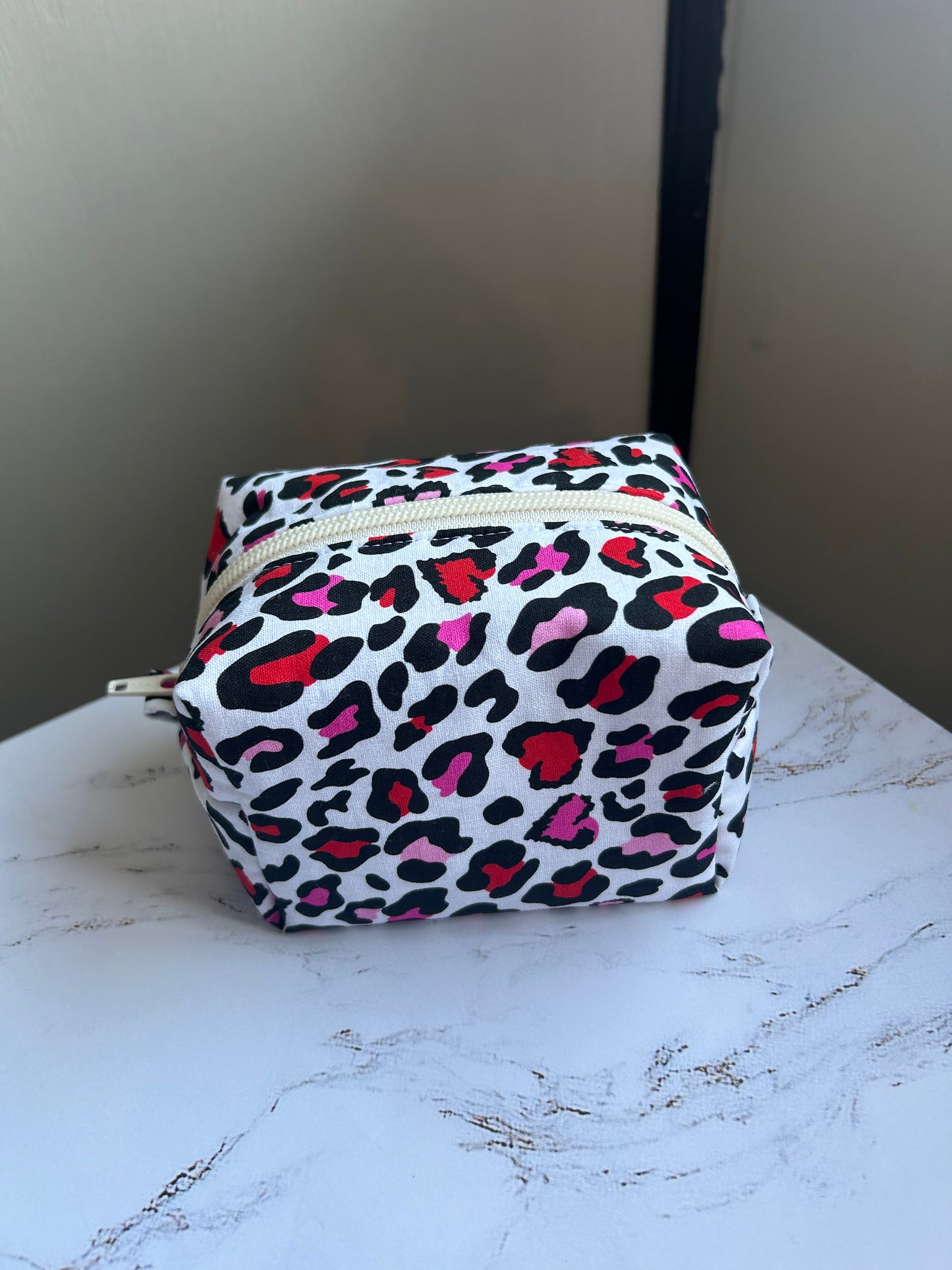 Pink Leopard Boxy Pouch - Small