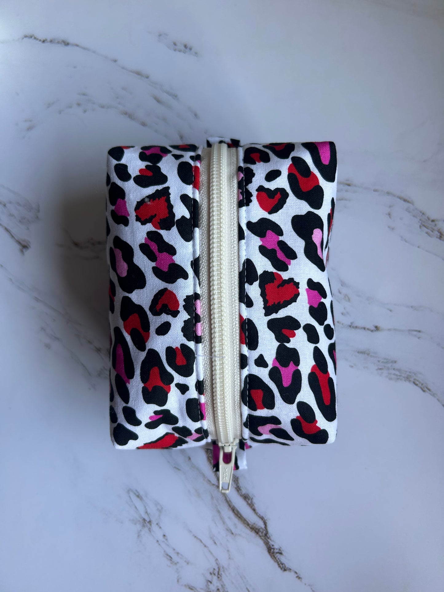 Pink Leopard Boxy Pouch - Small