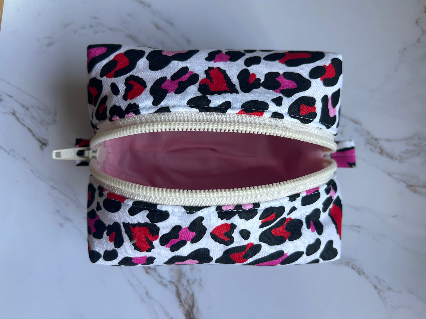 Pink Leopard Boxy Pouch - Small
